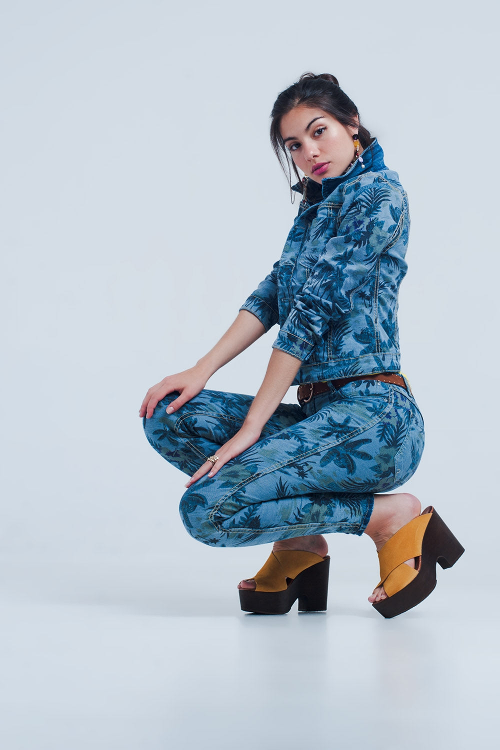 Jeans reversibili in blu medio