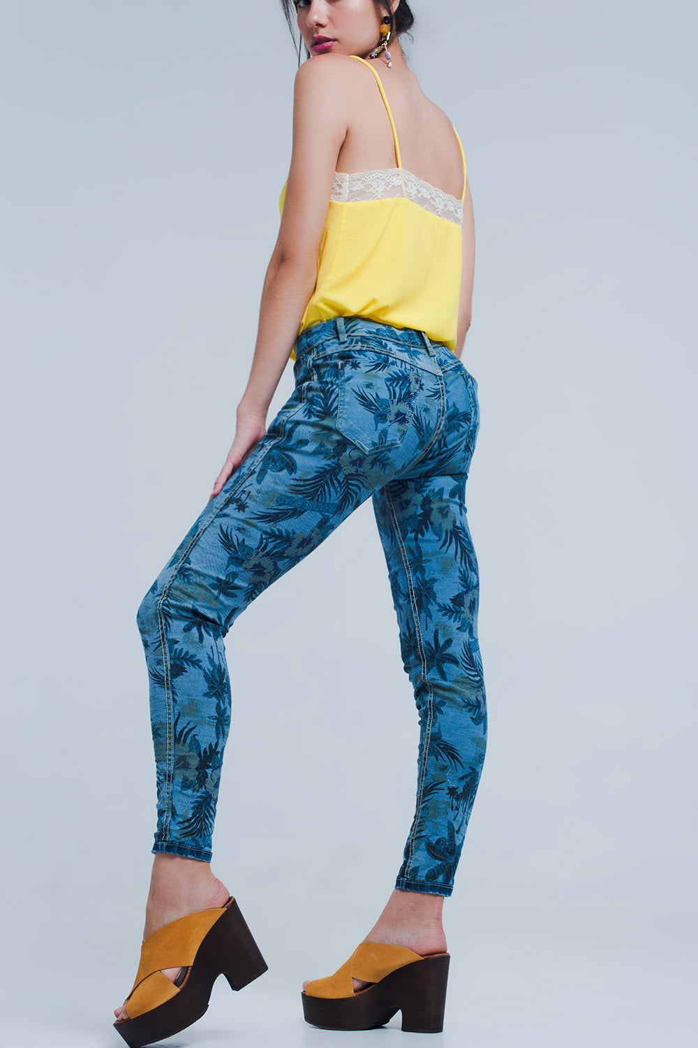 Jeans reversibili in blu medio