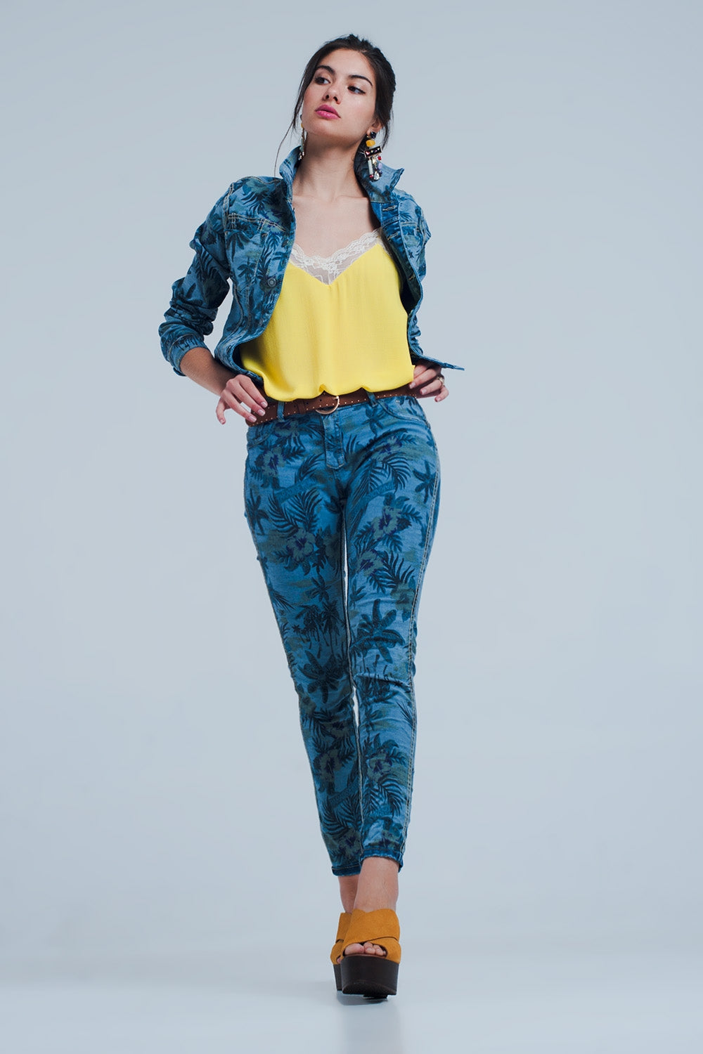 Jeans reversibili in blu medio