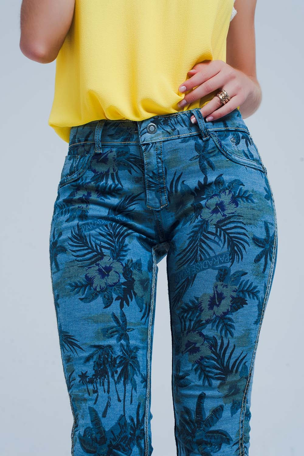 Jeans reversibili in blu medio
