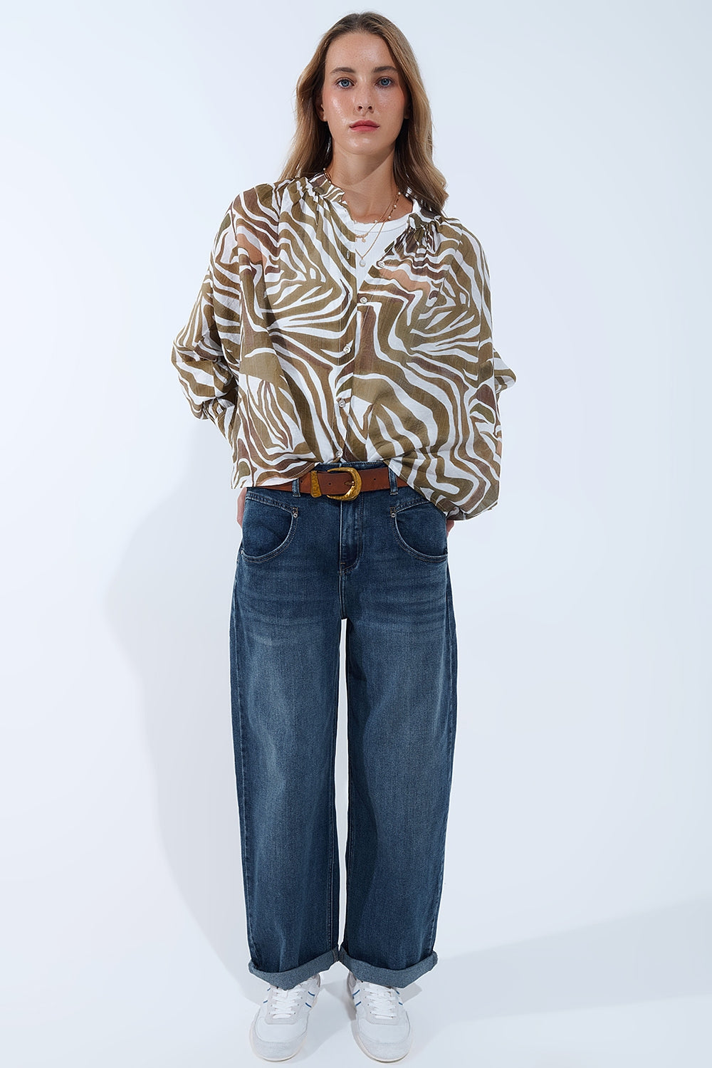 Jeans rilassati a gamba larga con lavaggio vintage