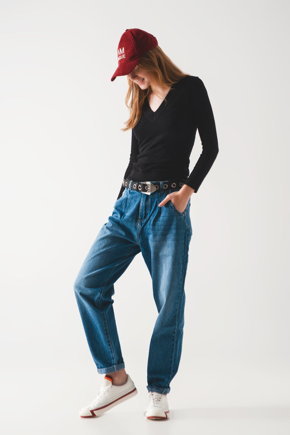 Jeans skater affusolati in cotone lavaggio medio