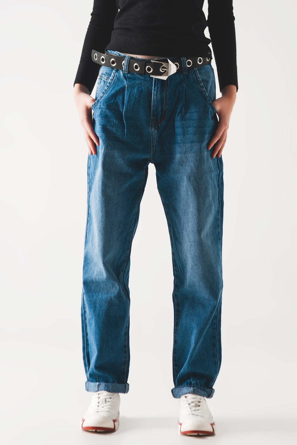 Jeans skater affusolati in cotone lavaggio medio