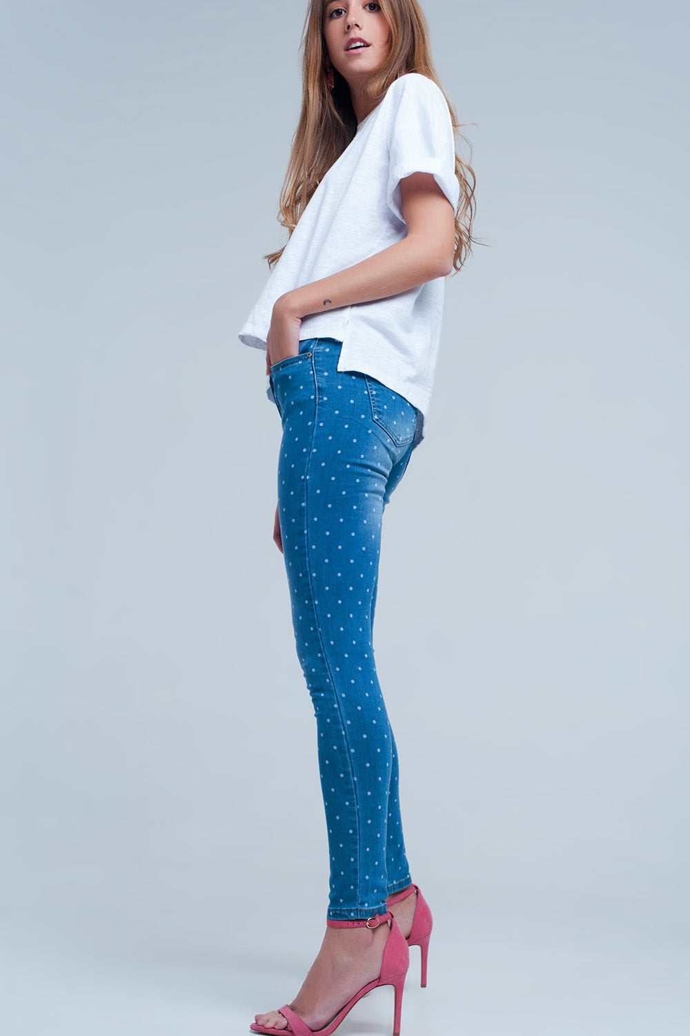 Jeans skinny a pois