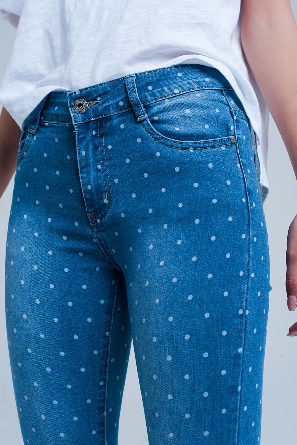 Jeans skinny a pois