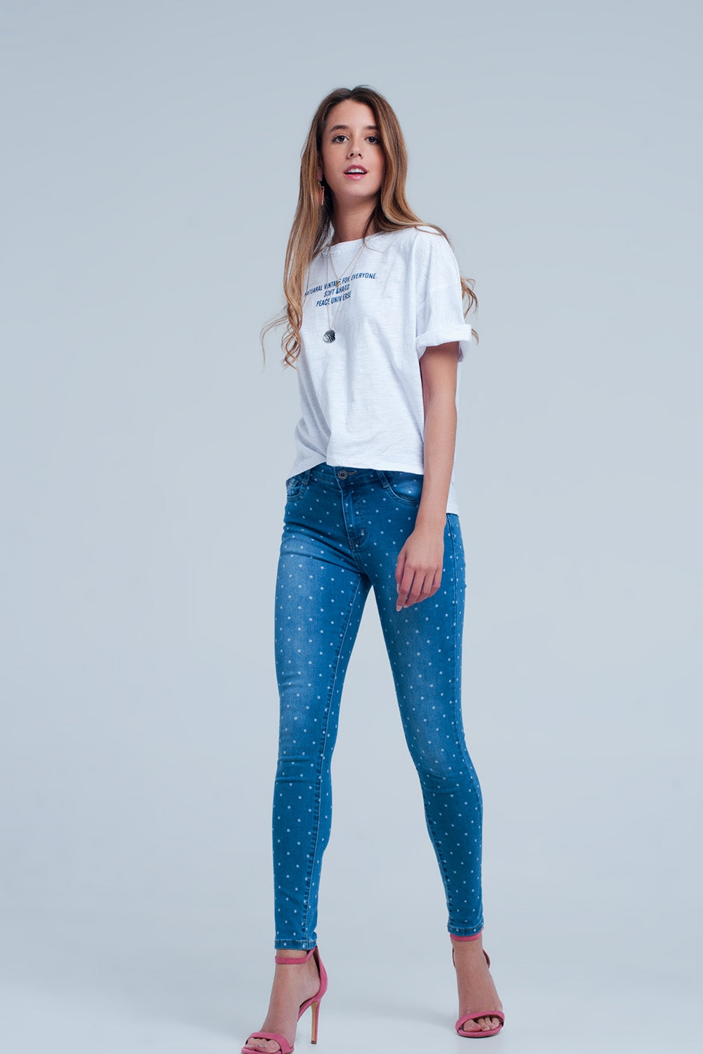 Jeans skinny a pois