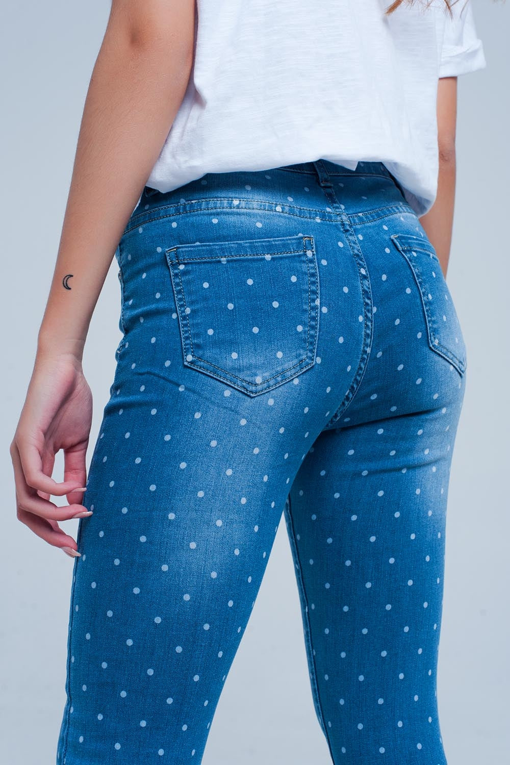 Jeans skinny a pois