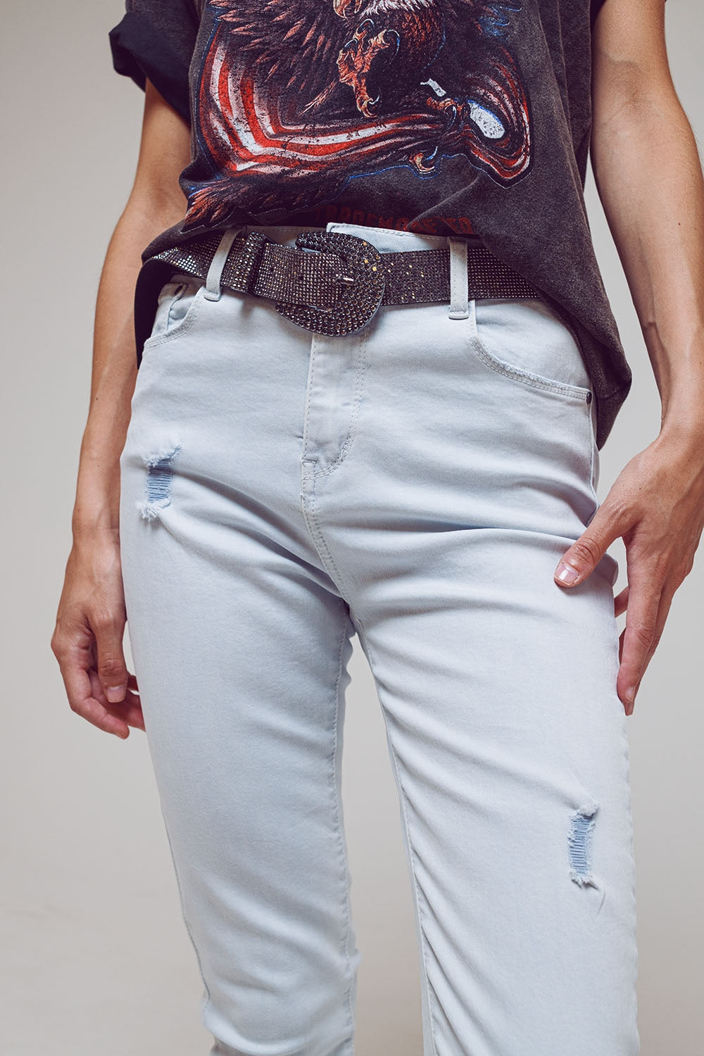 Jeans skinny a vita alta azzurro chiaro