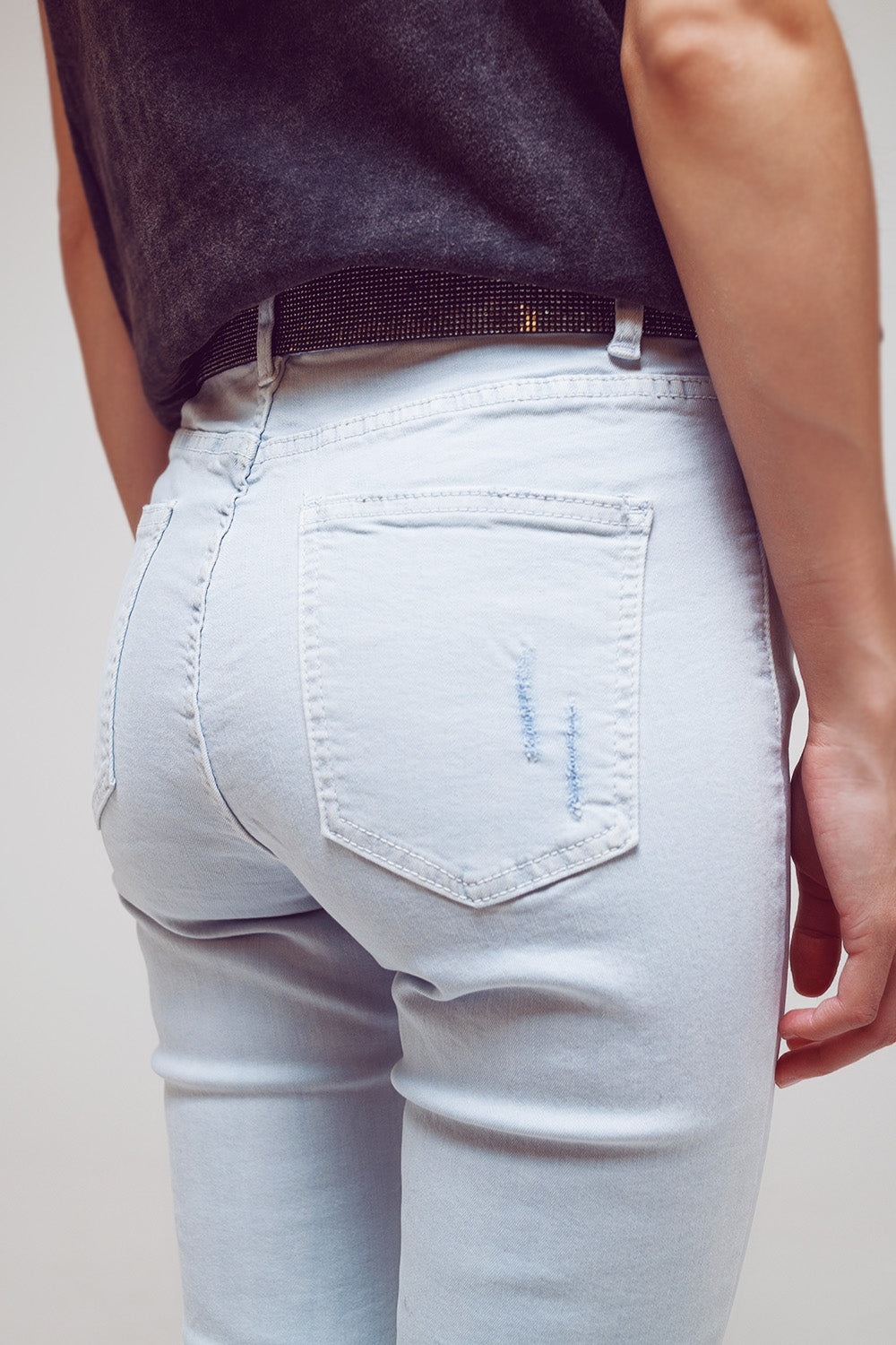 Jeans skinny a vita alta azzurro chiaro