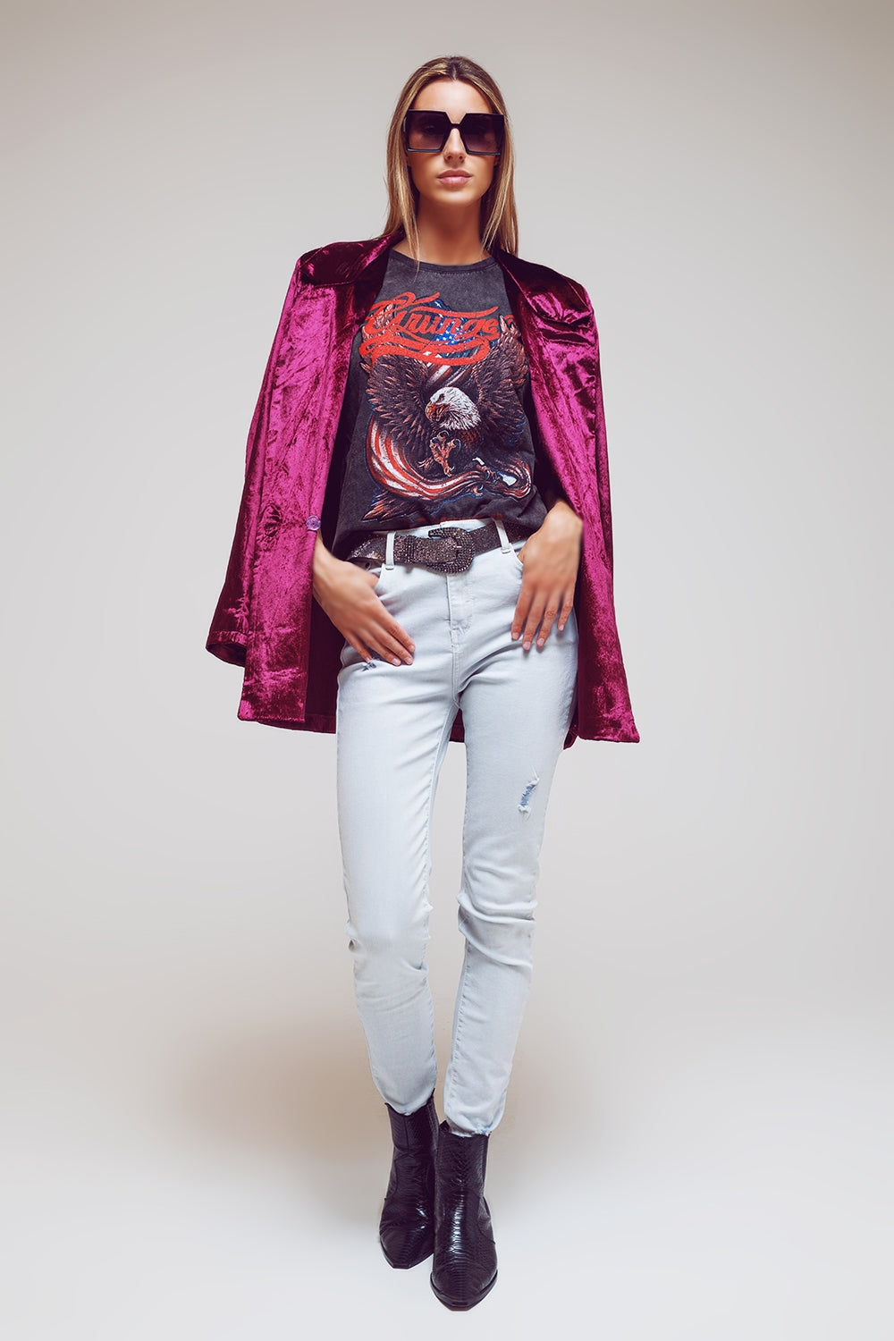 Jeans skinny a vita alta azzurro chiaro