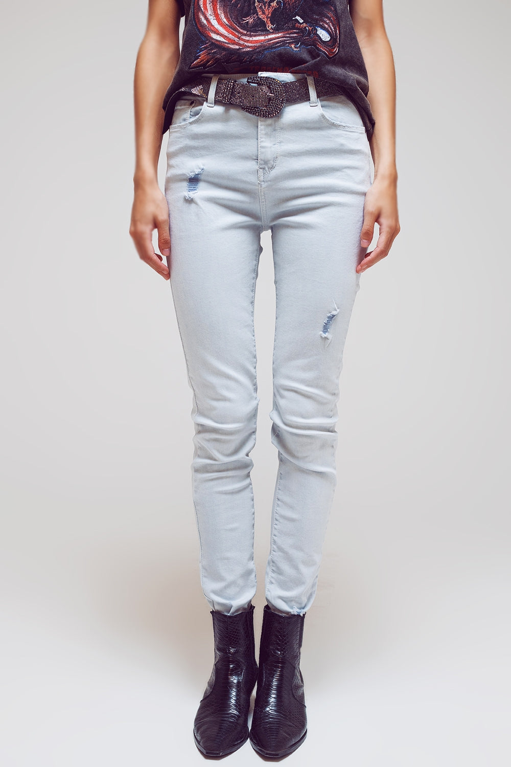 Jeans skinny a vita alta azzurro chiaro