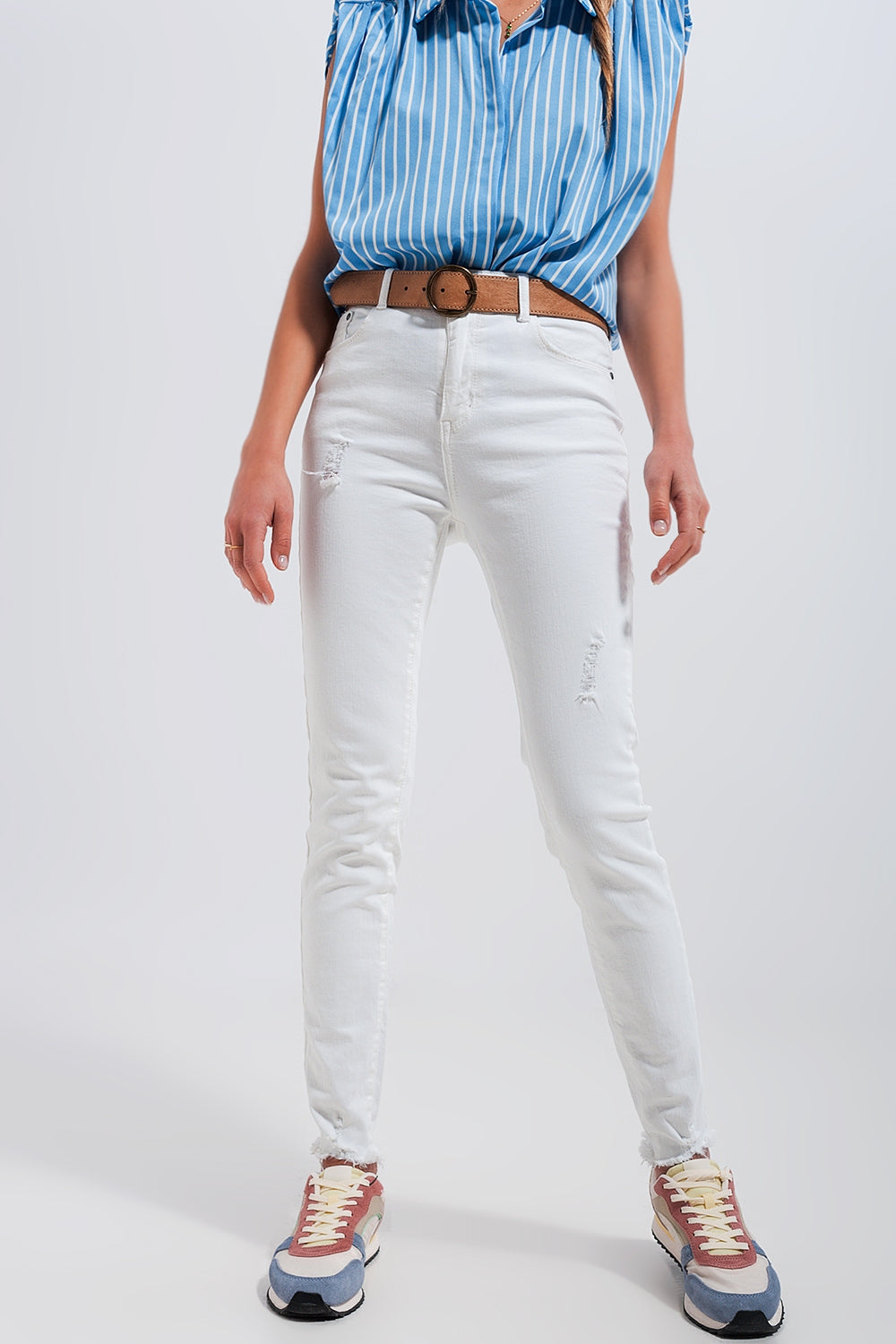 Jeans skinny a vita alta bianchi