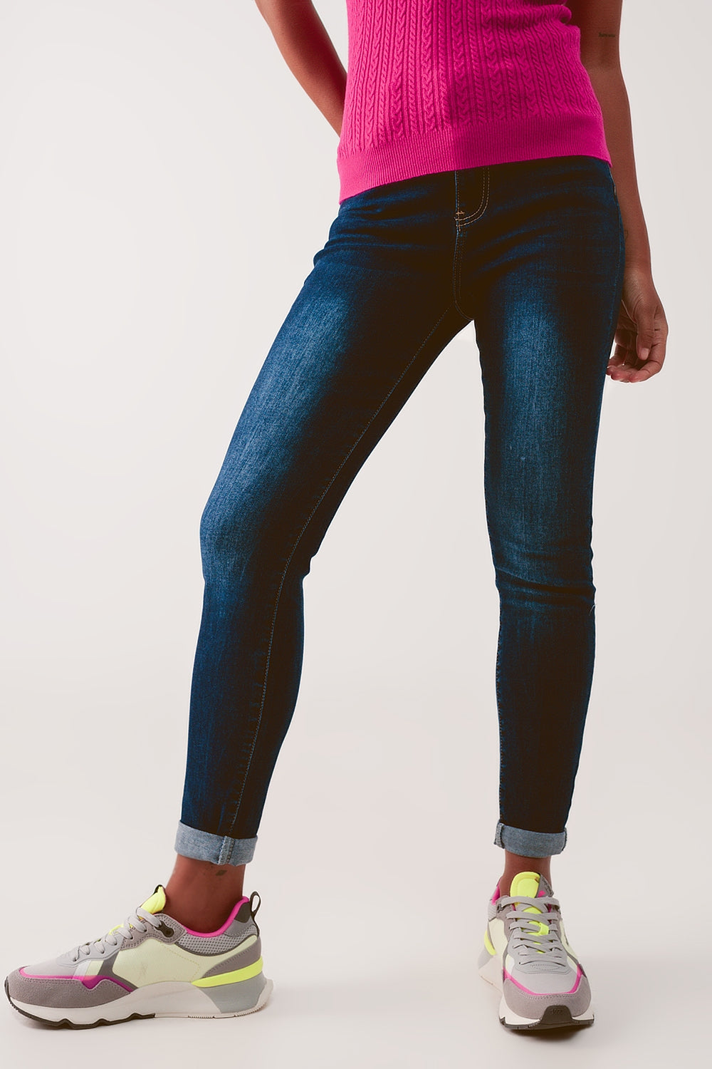 Jeans skinny a vita alta blu scuro