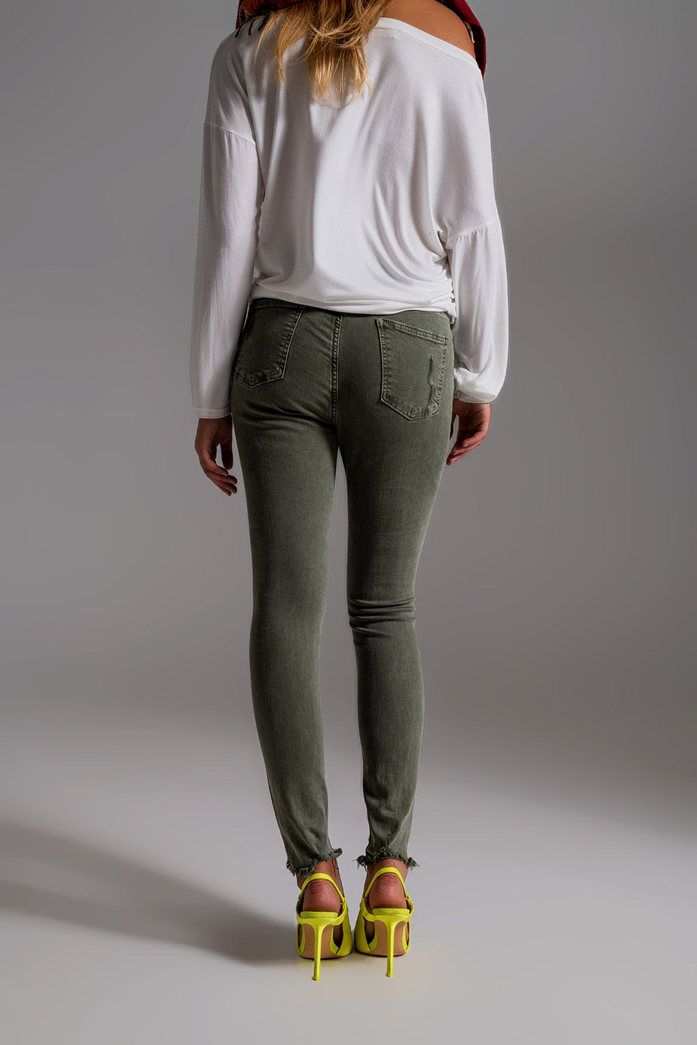 Jeans skinny a vita alta cachi