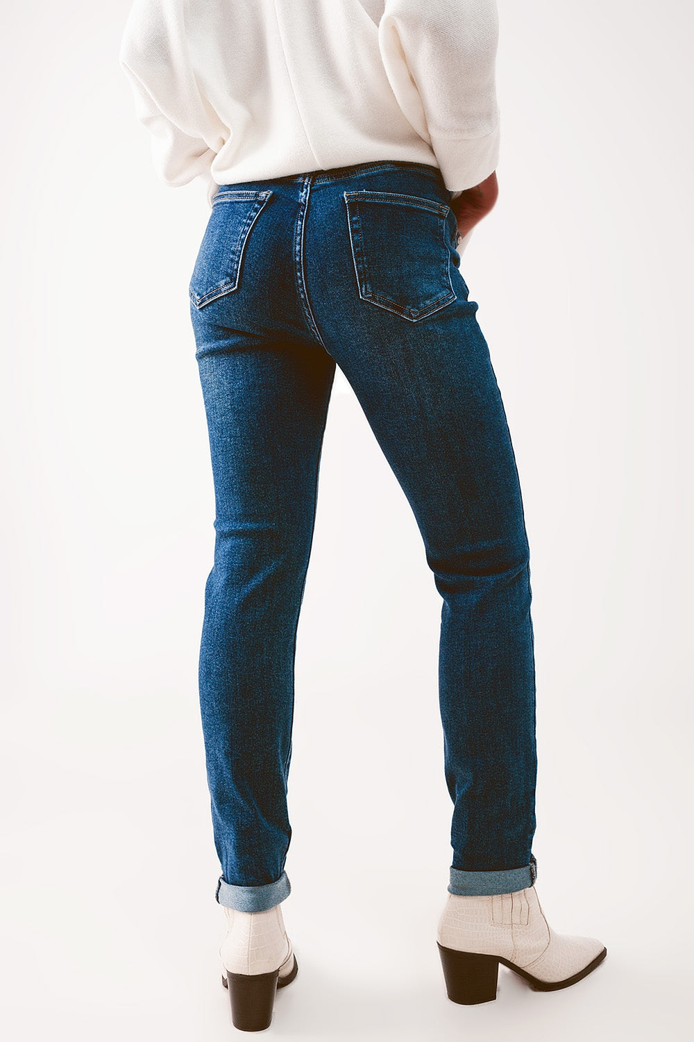 Jeans skinny a vita alta lavaggio blu medio