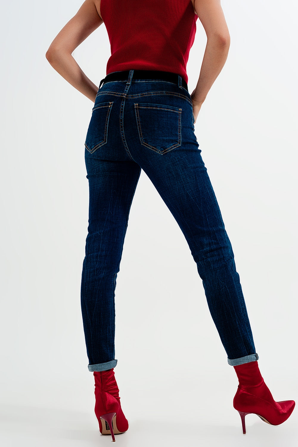 Jeans skinny a vita alta lavaggio blu