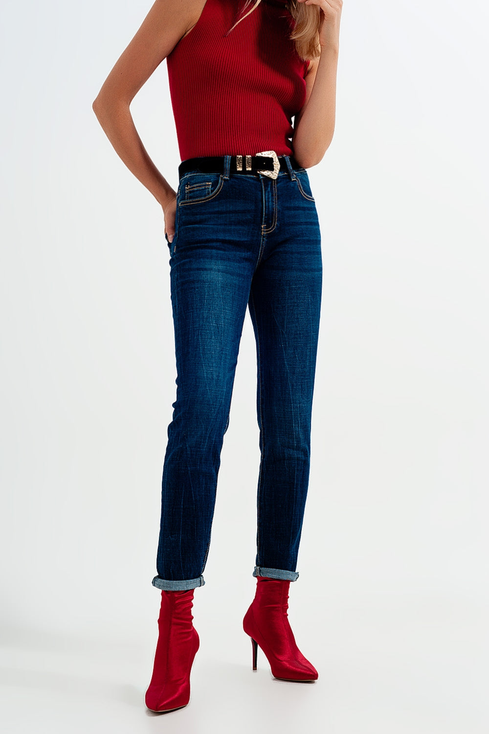 Jeans skinny a vita alta lavaggio blu