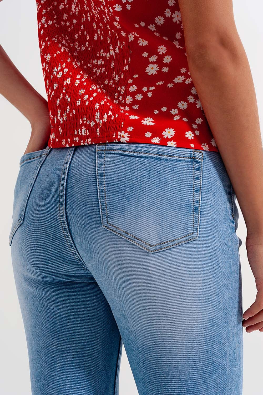 Jeans skinny a vita alta lavaggio chiaro blu