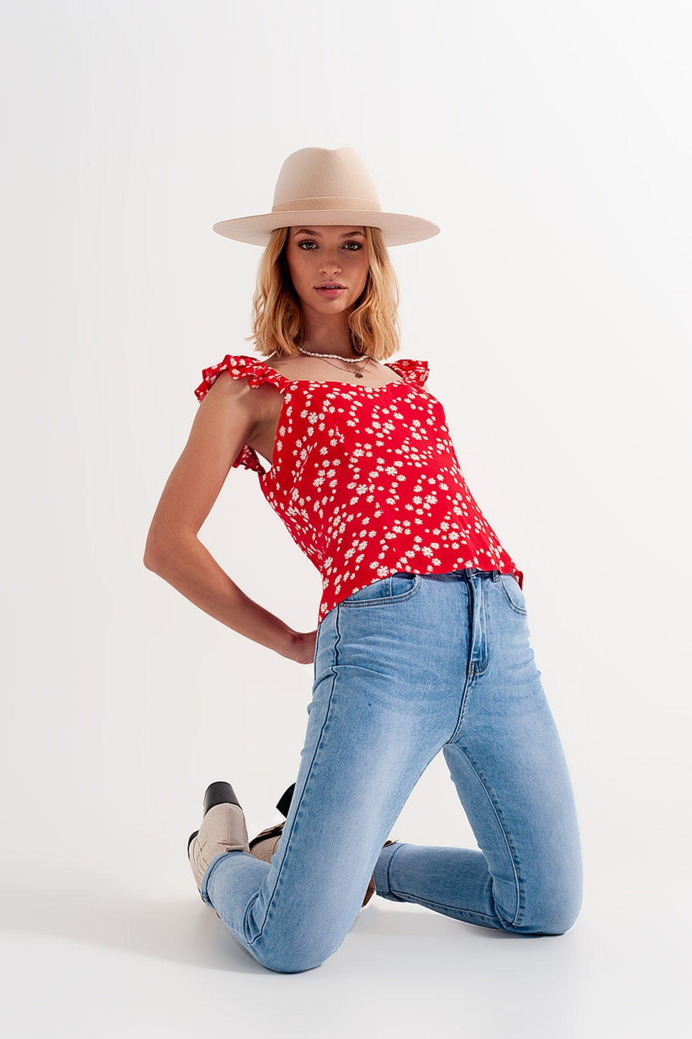 Jeans skinny a vita alta lavaggio chiaro blu