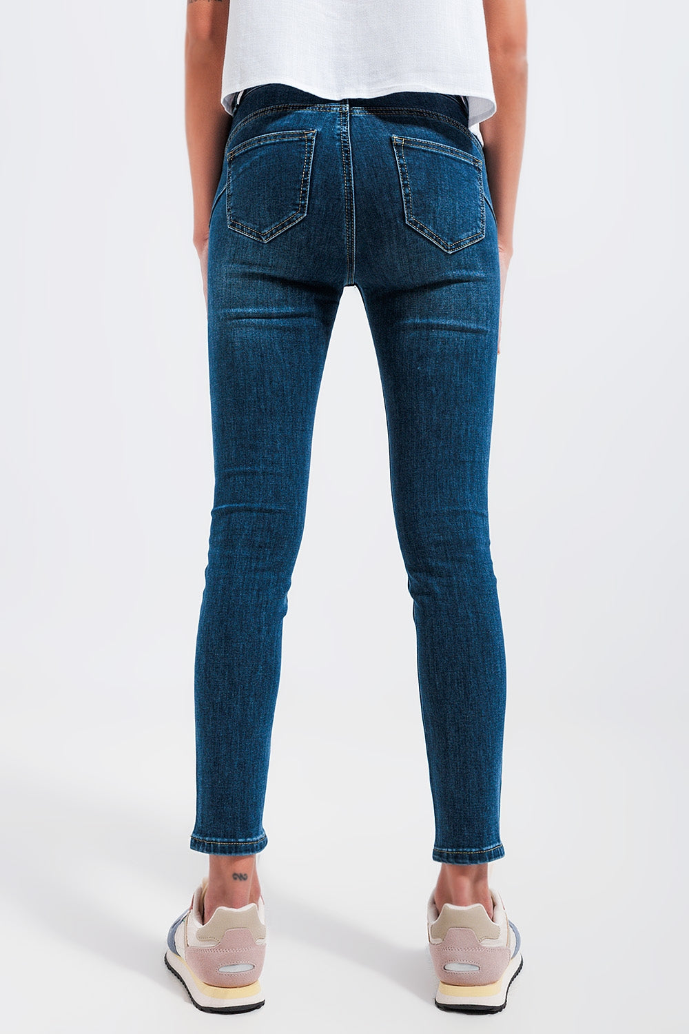 Jeans skinny a vita alta lavaggio scuro