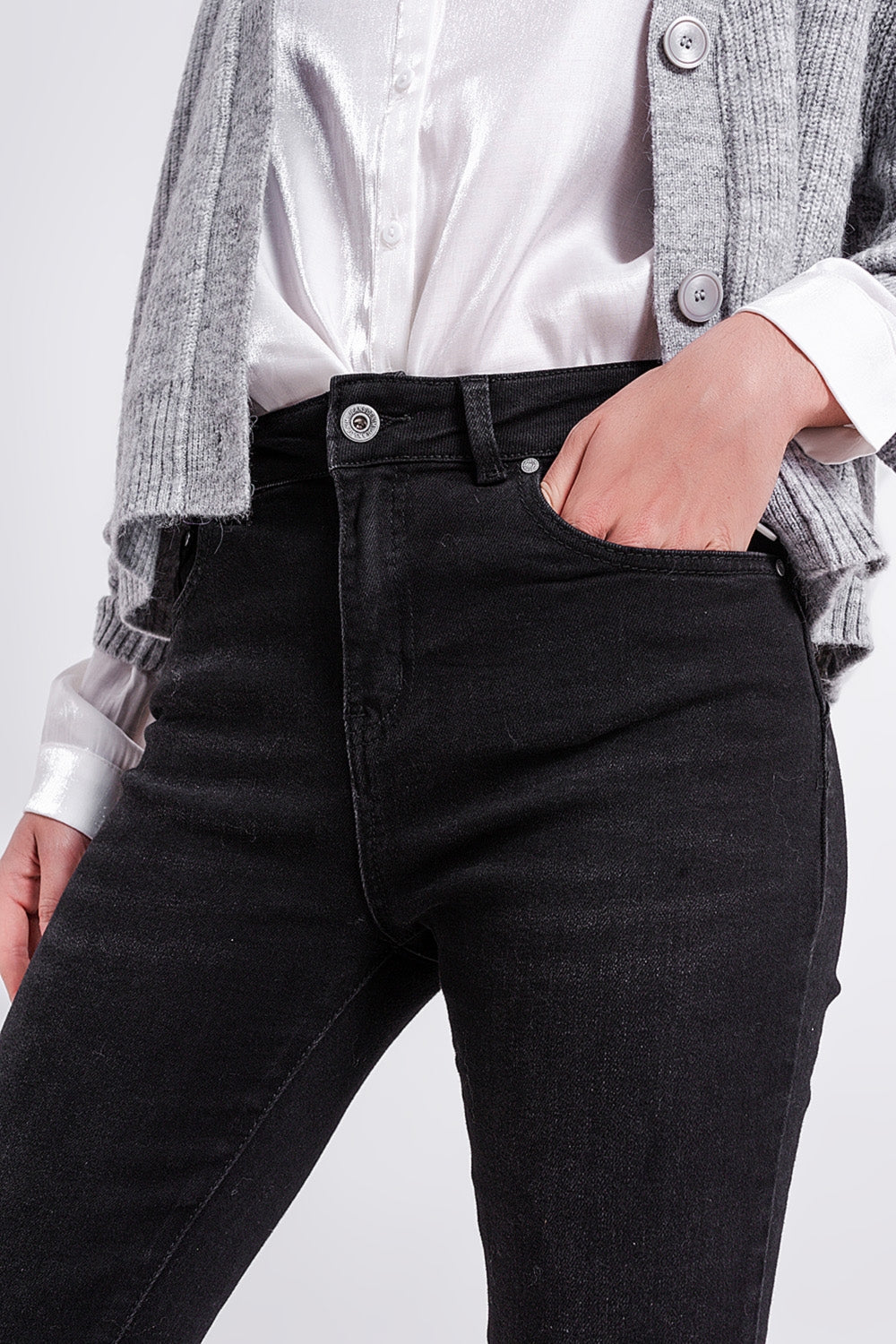 Jeans skinny a vita alta neri stretch