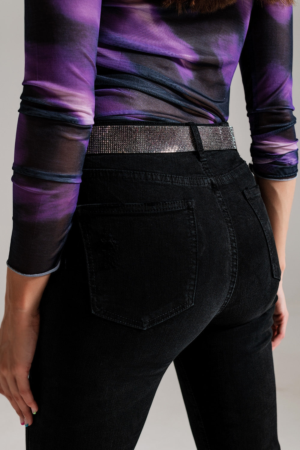 Jeans skinny a vita alta nero