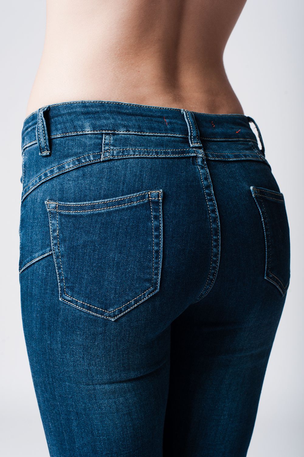 Jeans skinny a vita bassa in denim scuro