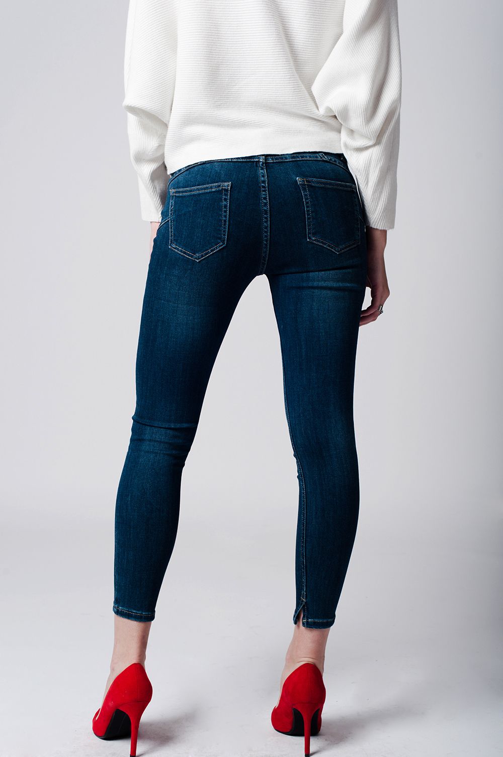 Jeans skinny a vita bassa in denim scuro