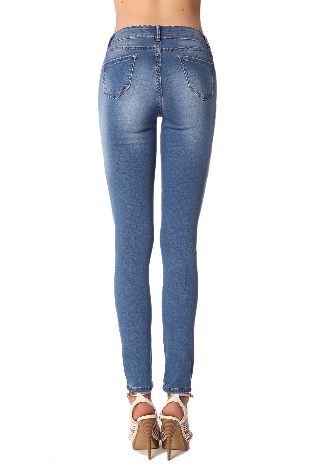 Jeans skinny a vita medio alta lavaggio chiaro