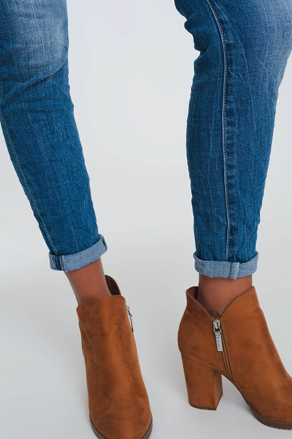 Jeans skinny a vita meta azzurri