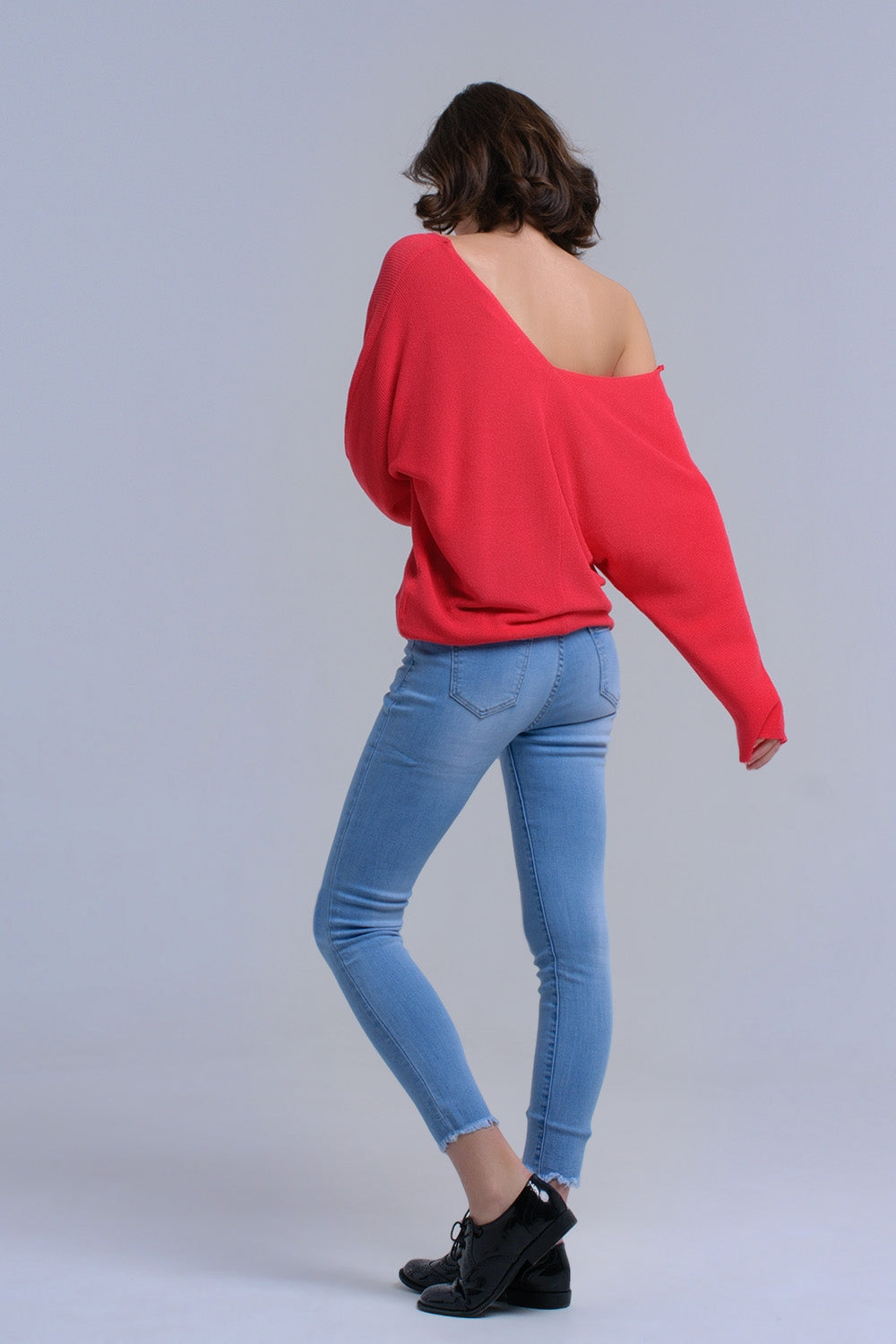 Jeans skinny azzurri con frange