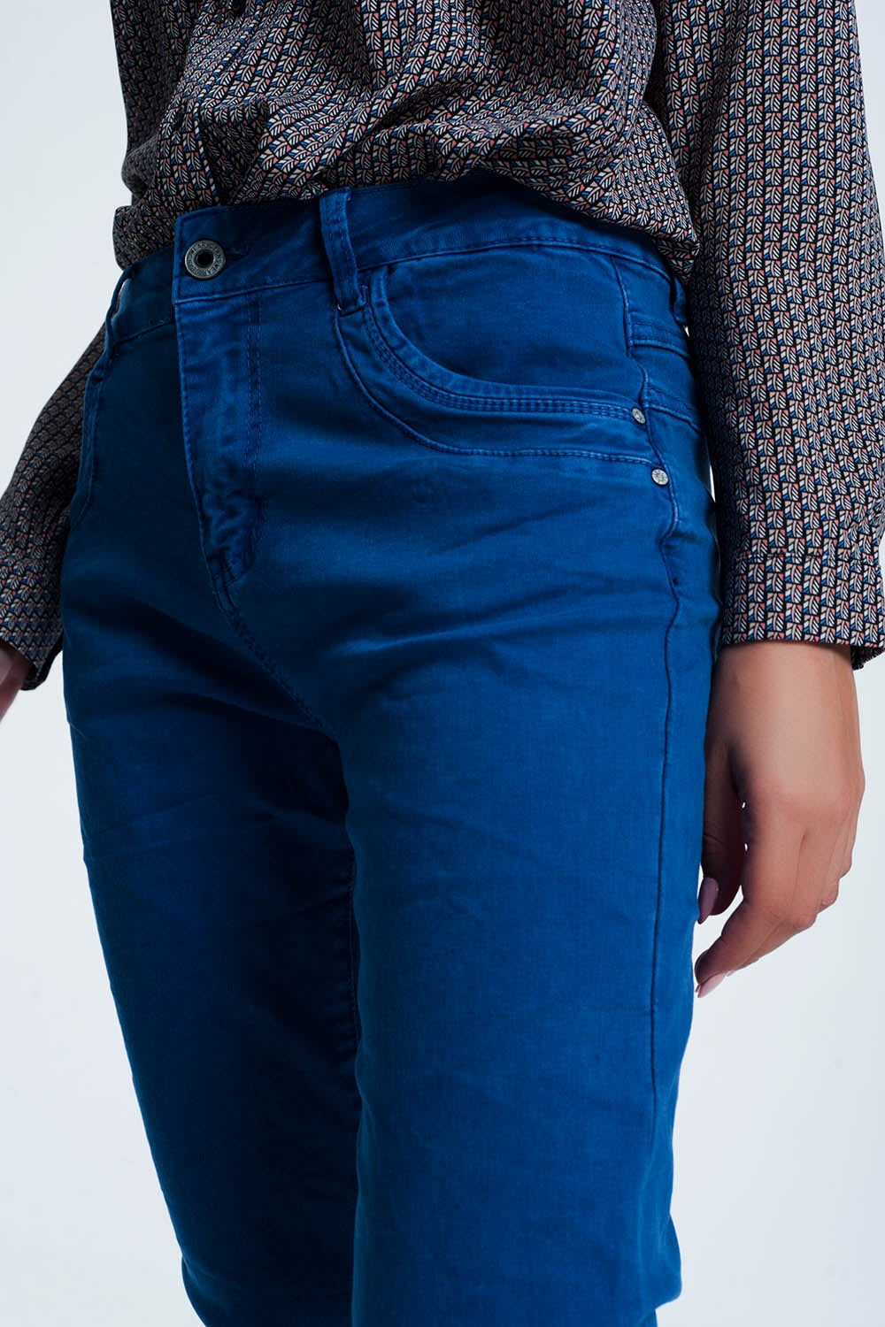 Jeans skinny blu con cavallo basso