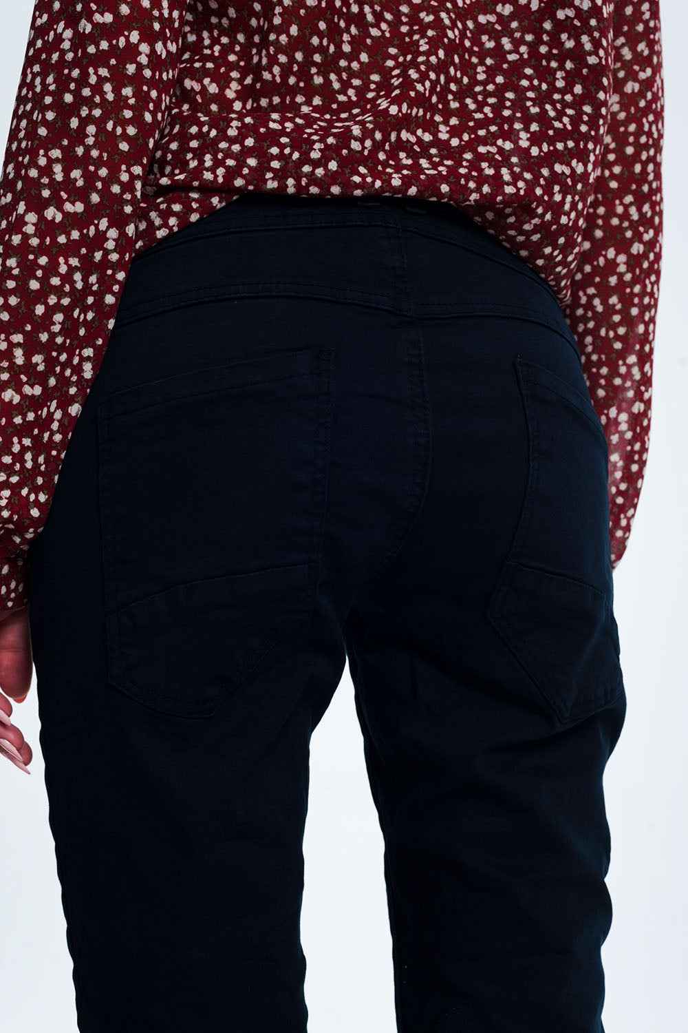 Jeans skinny blu con cavallo basso