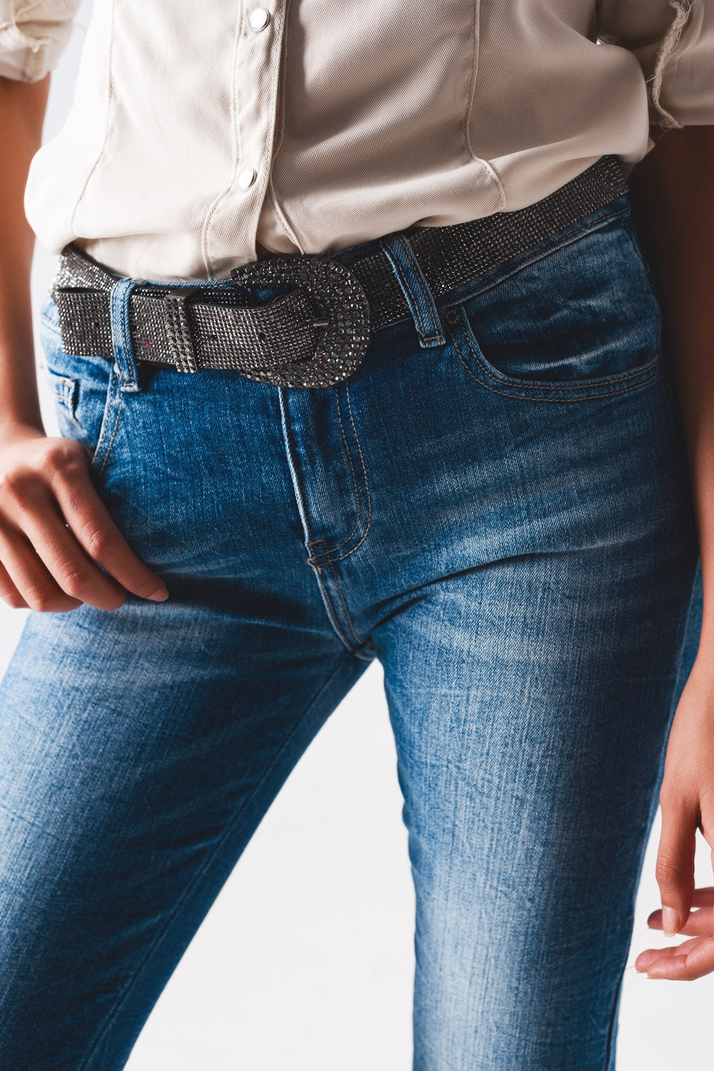 Jeans skinny blu invecchiato