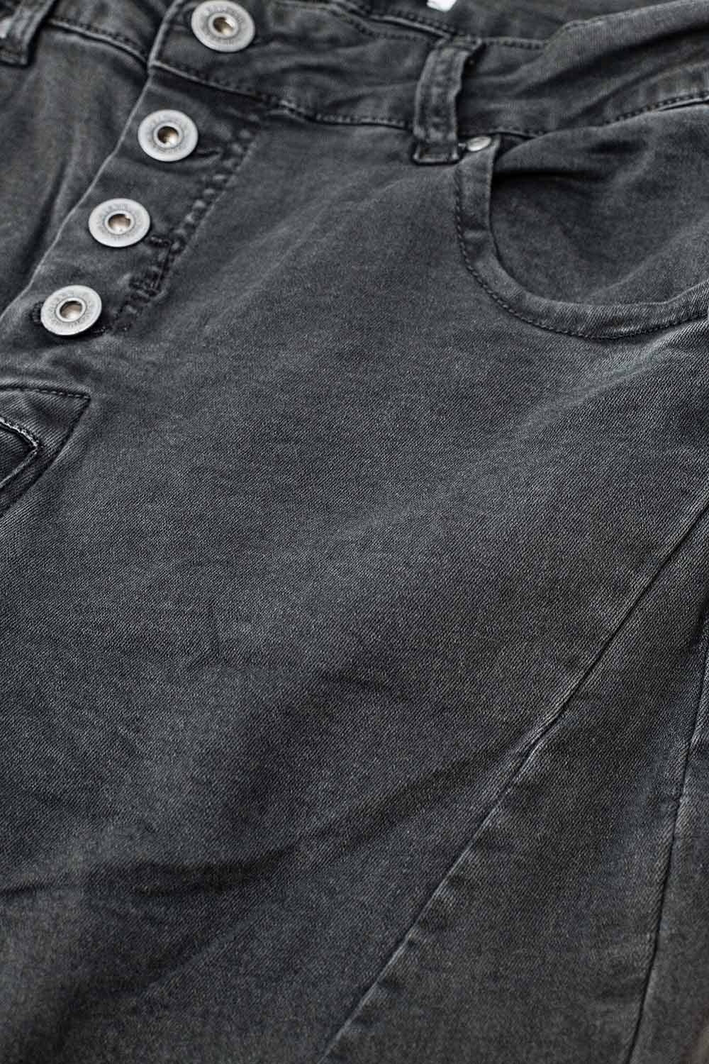 Jeans skinny con bottoni a vista in grigio scuro