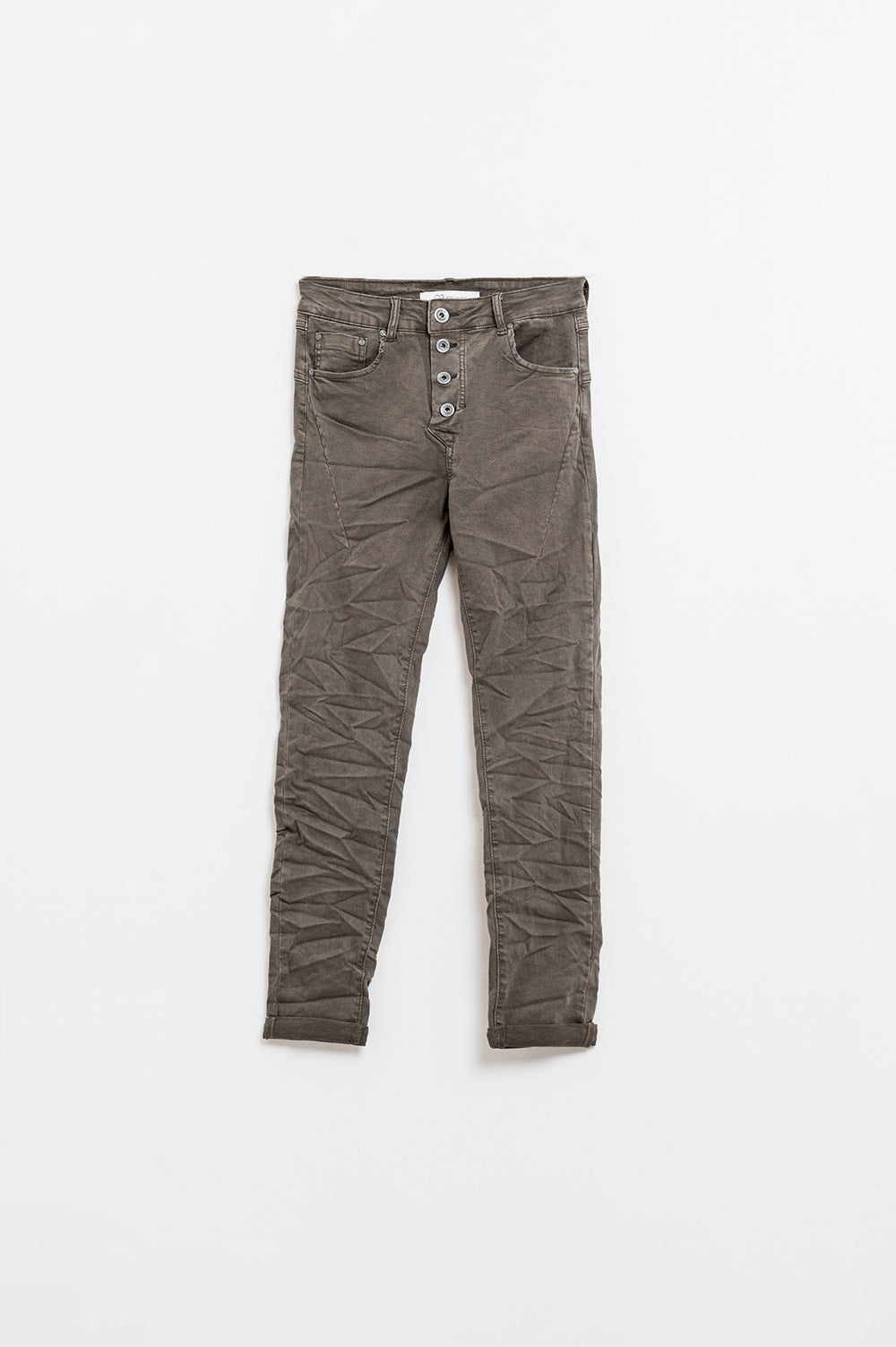 Q2 Jeans skinny con bottoni a vista in grigio