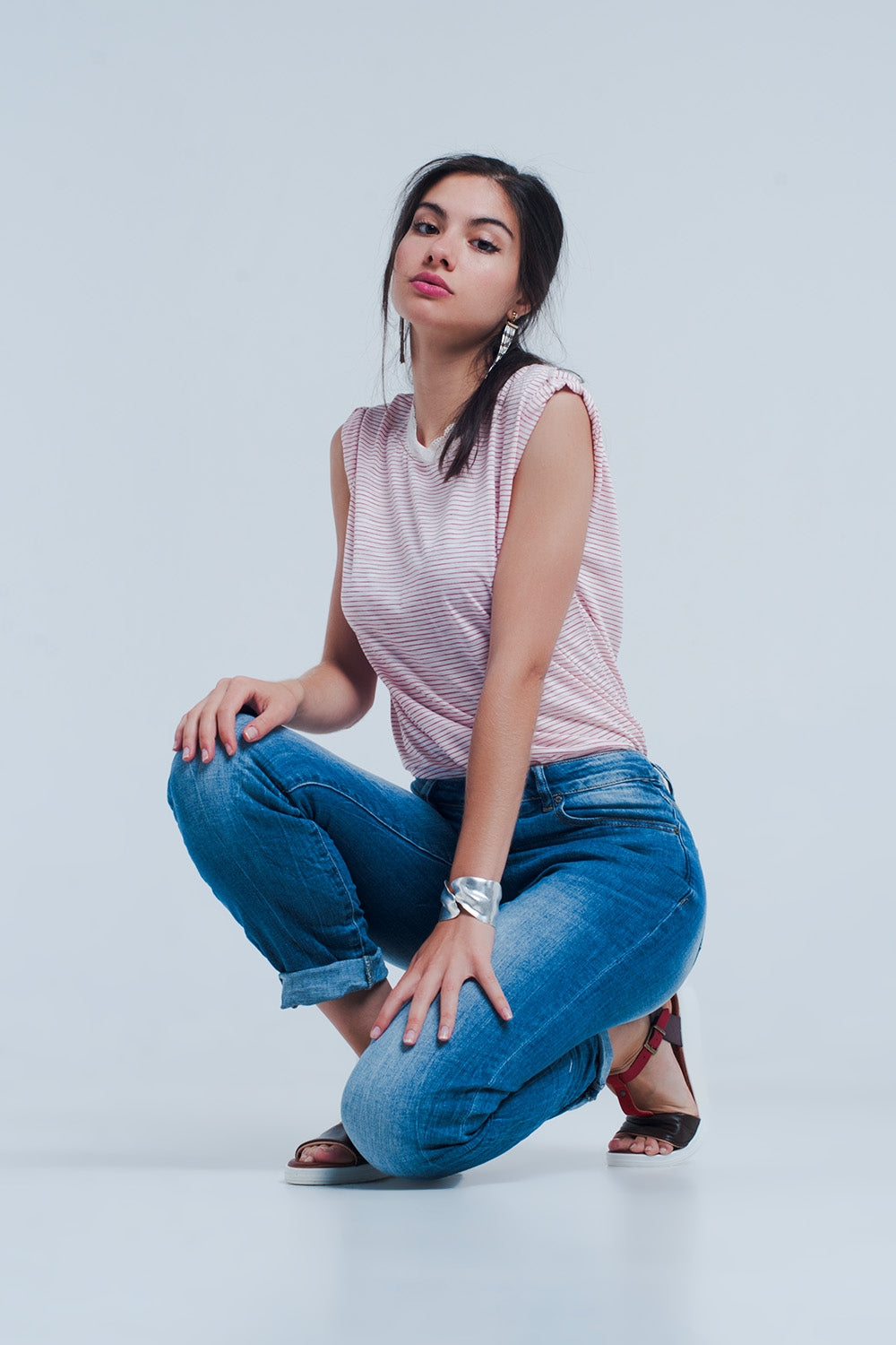 Jeans skinny con effetto rugoso