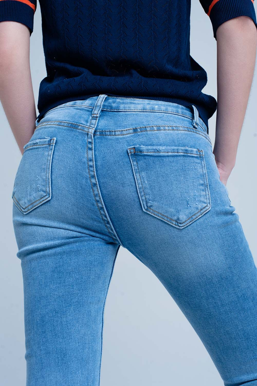 Jeans Skinny con frange blu