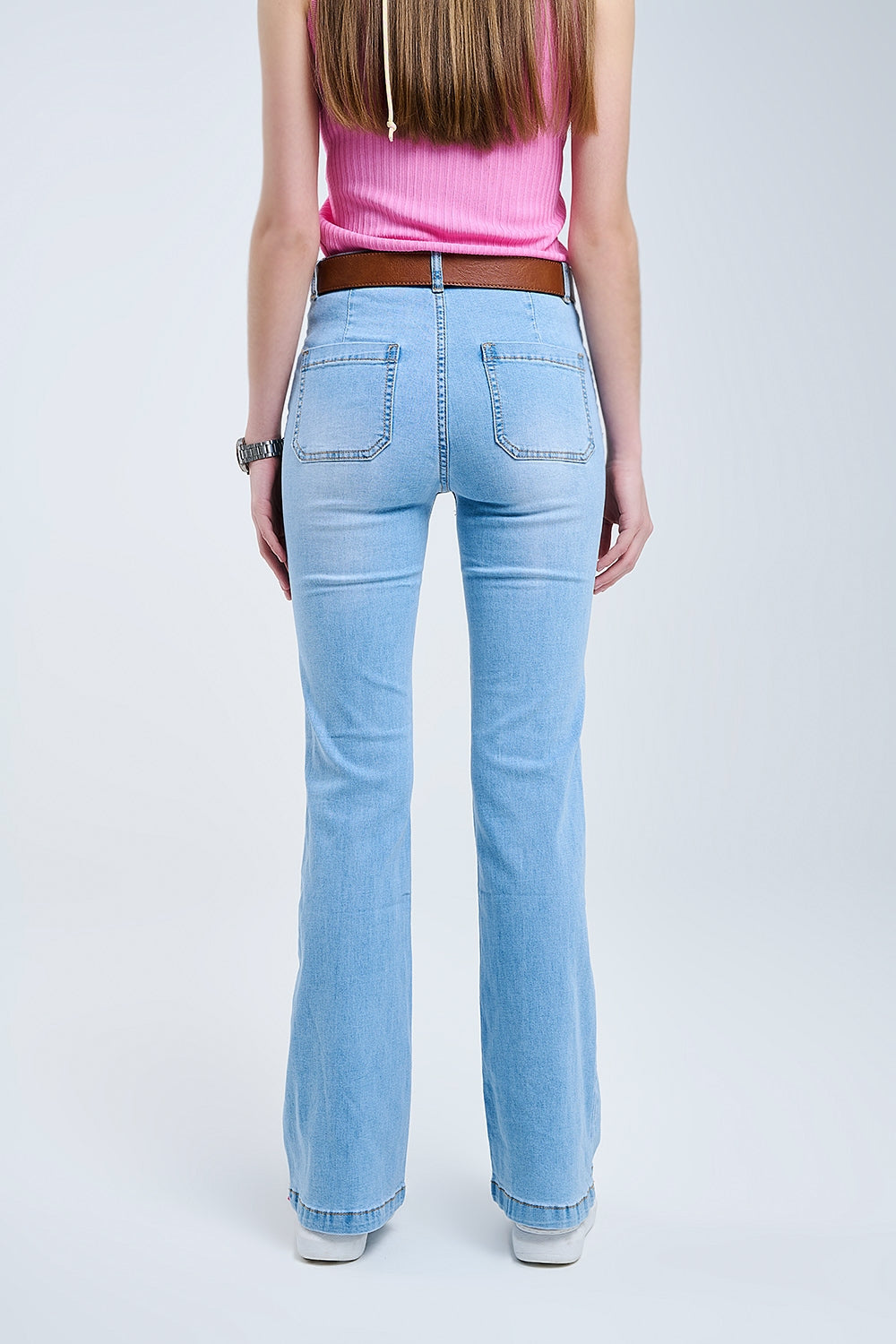 Jeans skinny con lavaggio chiaro e tasche frontali