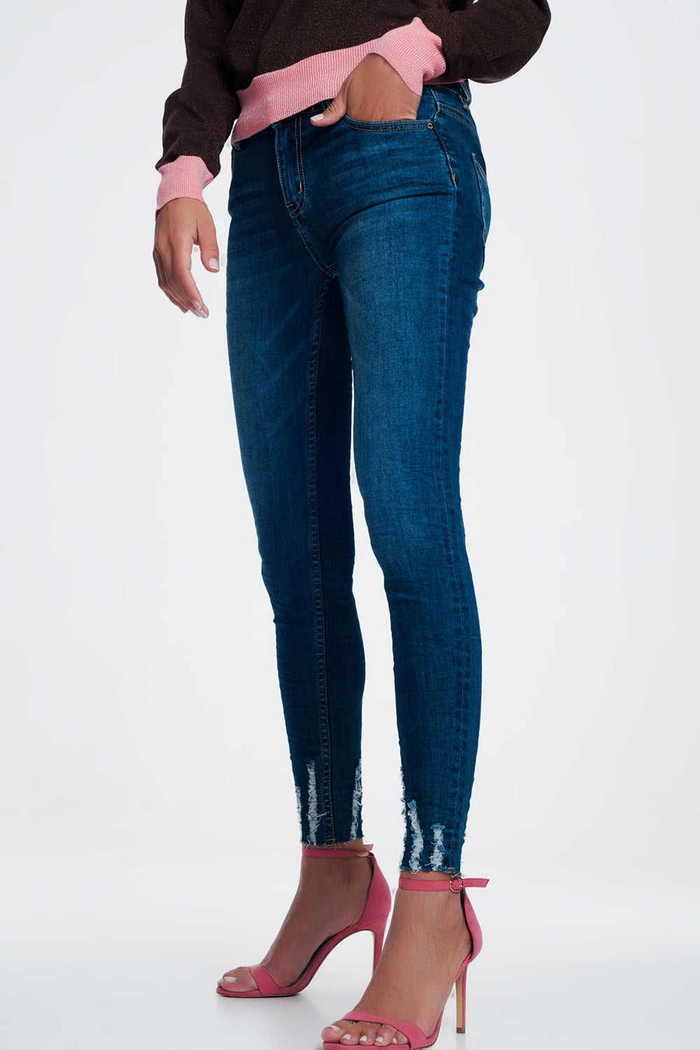 Jeans skinny con orlo grezzo