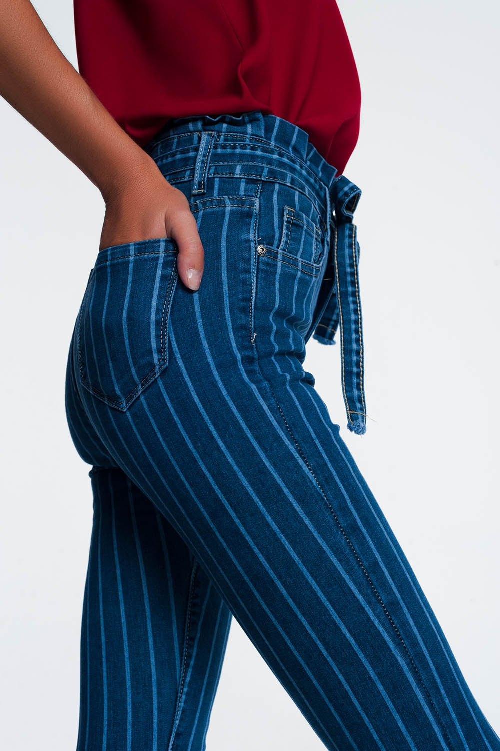 Jeans skinny con strisce sottili