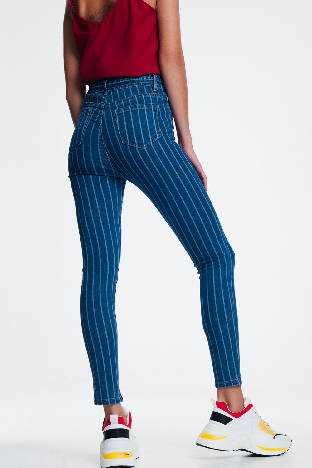 Jeans skinny con strisce sottili