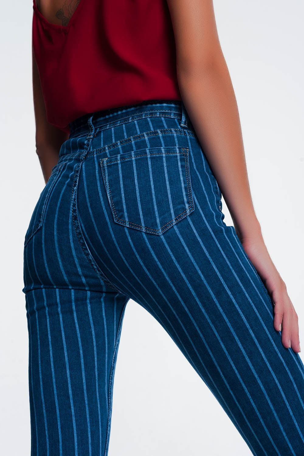 Jeans skinny con strisce sottili