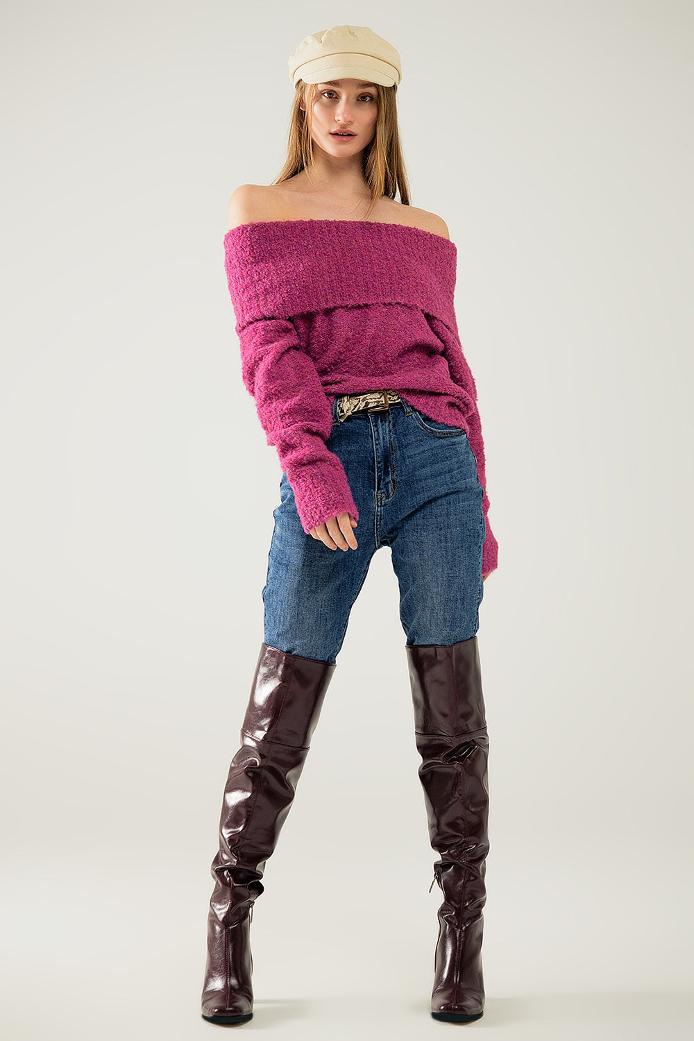 Q2 Jeans skinny elasticizzati con cinque tasche in lavaggio scuro