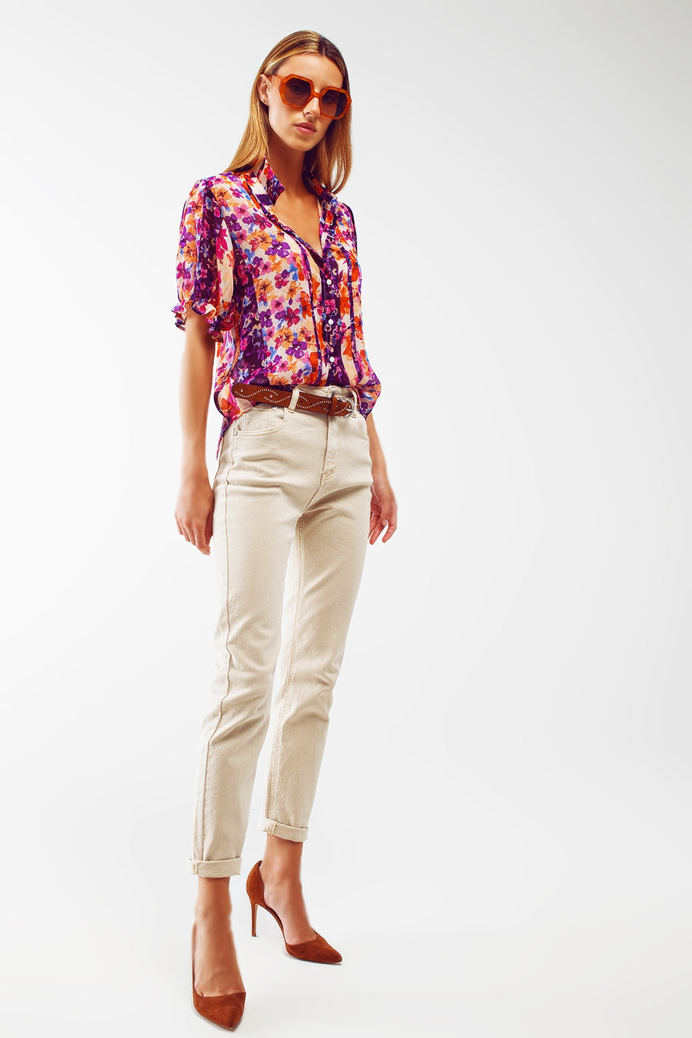Jeans skinny in cotone elasticizzato beige