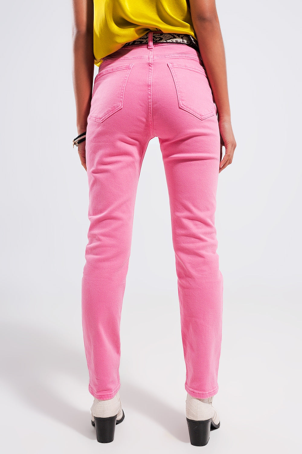 Jeans skinny in cotone elasticizzato rosa