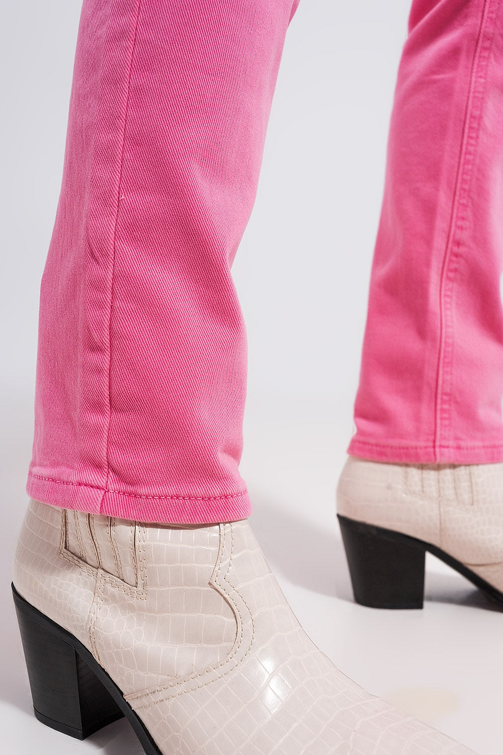 Jeans skinny in cotone elasticizzato rosa