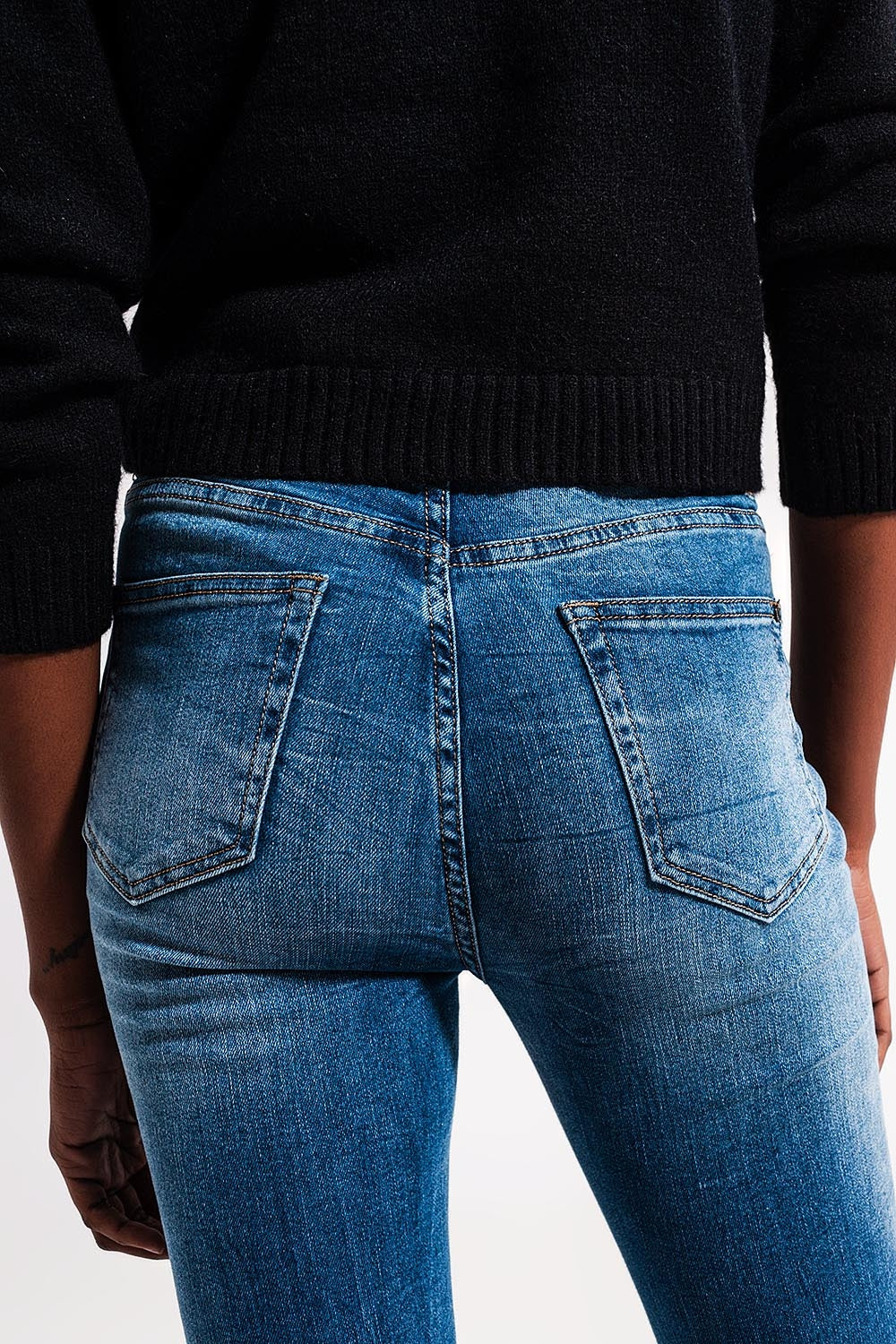 Jeans skinny in cotone elastico blu medio