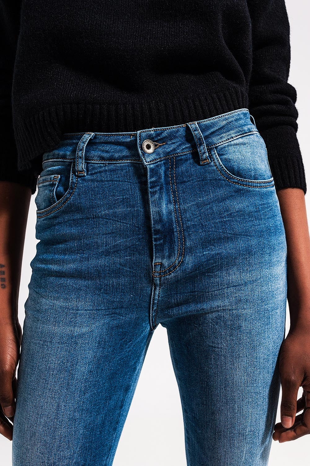 Jeans skinny in cotone elastico blu medio