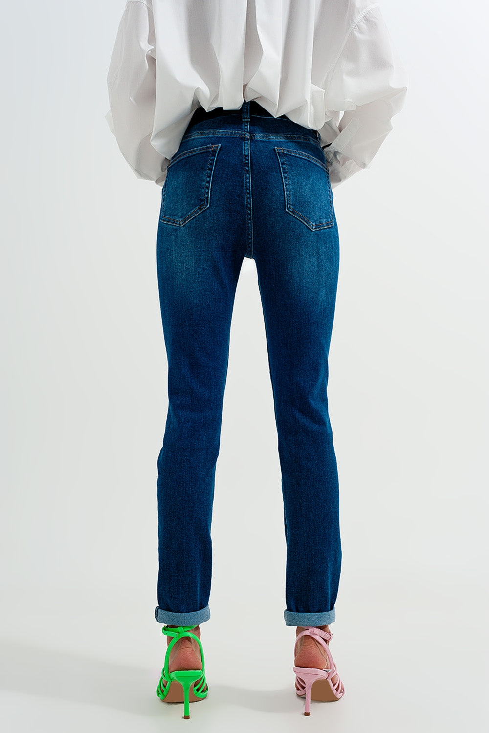 Jeans skinny in misto cotone blu scuro